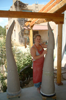 Mandy Stapleford Sculpting LArge Horns for Gardens and Archways