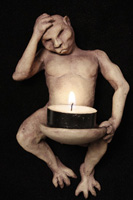 wishing spirit 1009 - Beastie Clay Sculpture by Mandy Stapleford
