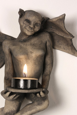 Wishing Spirit 1003- Figurative Clay Sculpture of a wishing spirit by Mandy Stapleford