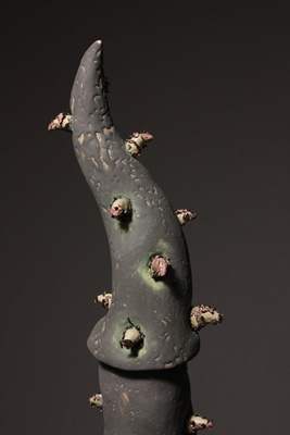 image:  Horned Gateway #8 - Non Figurative Clay Scultpure for Gardens By Mandy Stapleford Taos