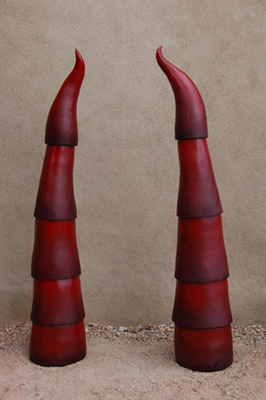 Horned Gateway #4 - Clay Scultpure for Gardens By Mandy Stapleford Taos