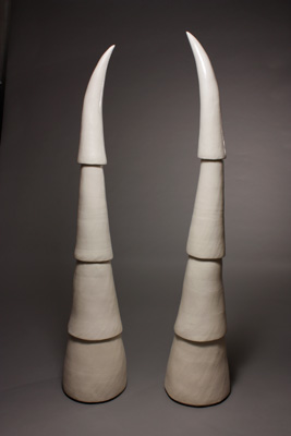 Horned Gateway #5 - Clay Scultpure for Gardens By Mandy Stapleford Taos