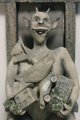Avaritia or Greed  - Figurative Clay Sculpture from the 8 sins series